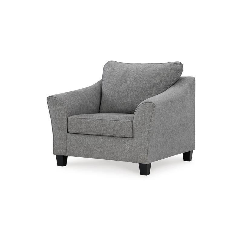 Onia Oversized Accent Chair, Black Faux Wood, Smoke Gray Polyester