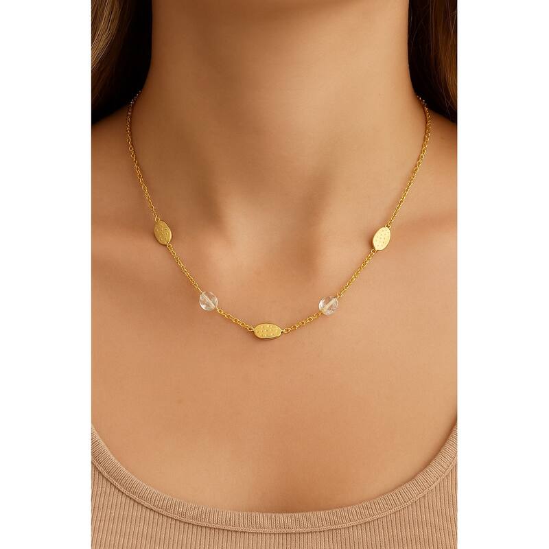Cubic Zirconia Chain and Bead Necklace