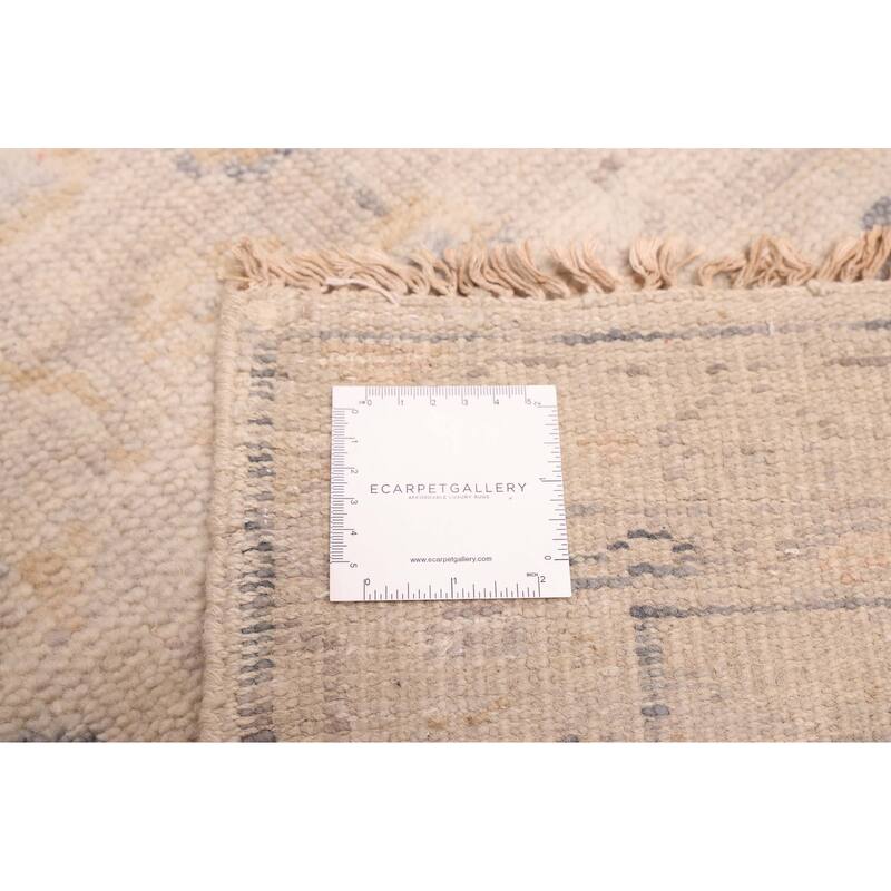 ECARPETGALLERY Hand-knotted Modern Oushak Light Grey Wool Rug - 2'5 x 8'1