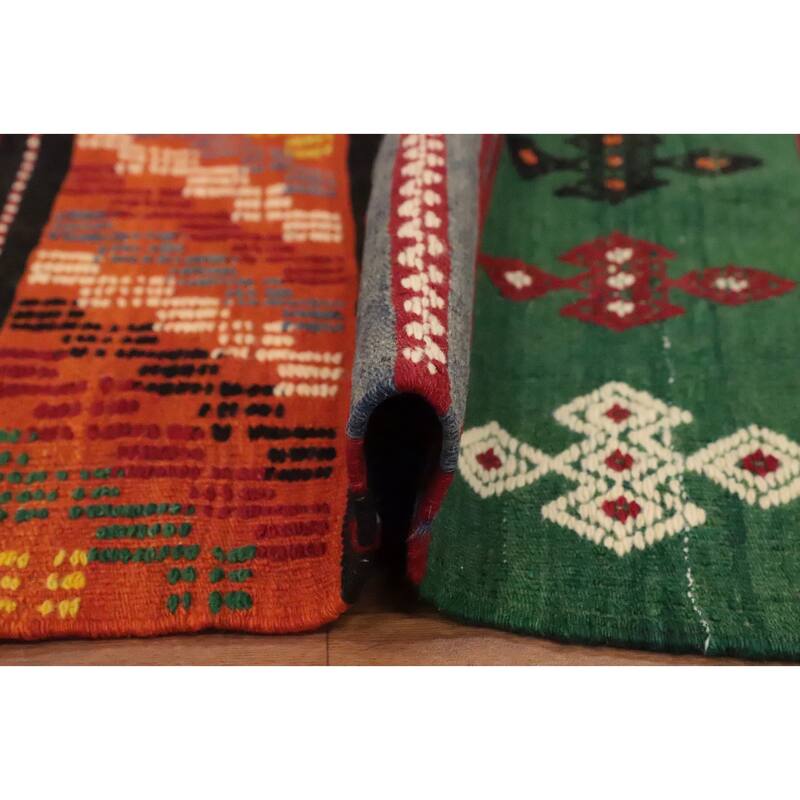 Hand Woven Oriental 100% Wool Carpet Southwestern Tribal Multi-Colored Kilim Area Rug - 9' 5'' X 5' 2''