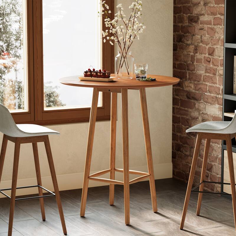 Solid Wood Round Bar Table with Sturdy Frame