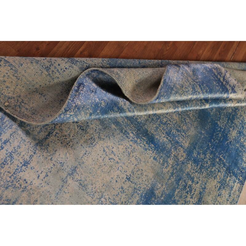 Contemporary Abstract Indian Rug Hand-Knotted Multi-Color Wool Carpet - 5'7"x 7'10"