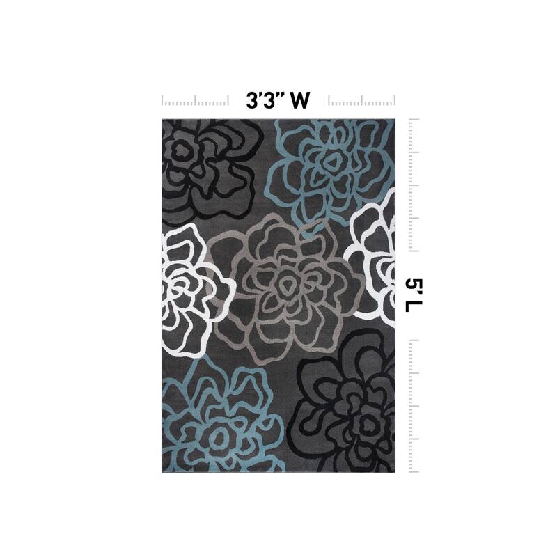 World Rug Gallery Contemporary Modern Floral Flowers Area Rug
