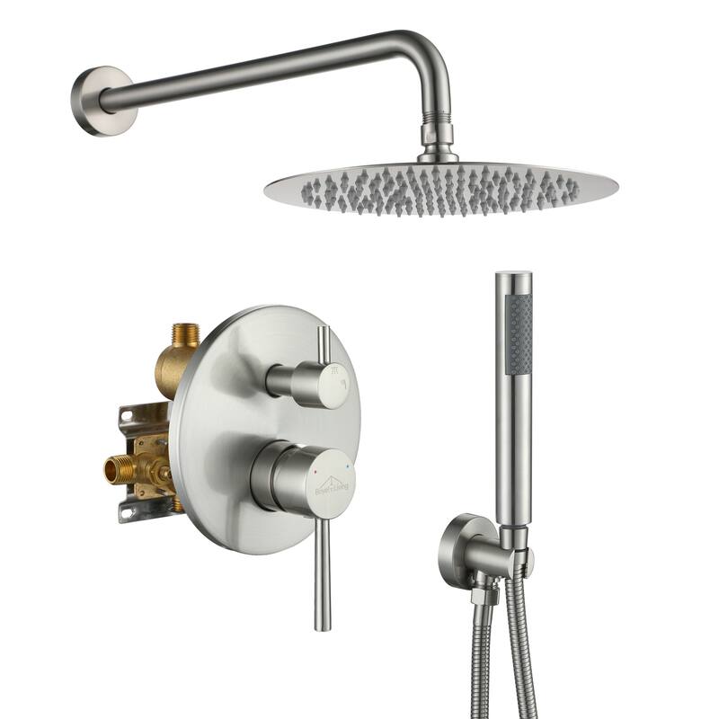 2-Function 10-In Wall Mounted Shower System - Brushed Nickel