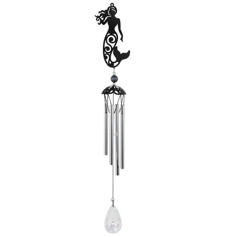 Q-Max 25" Long Metal Black Mermaid Silhouette Wind Chime