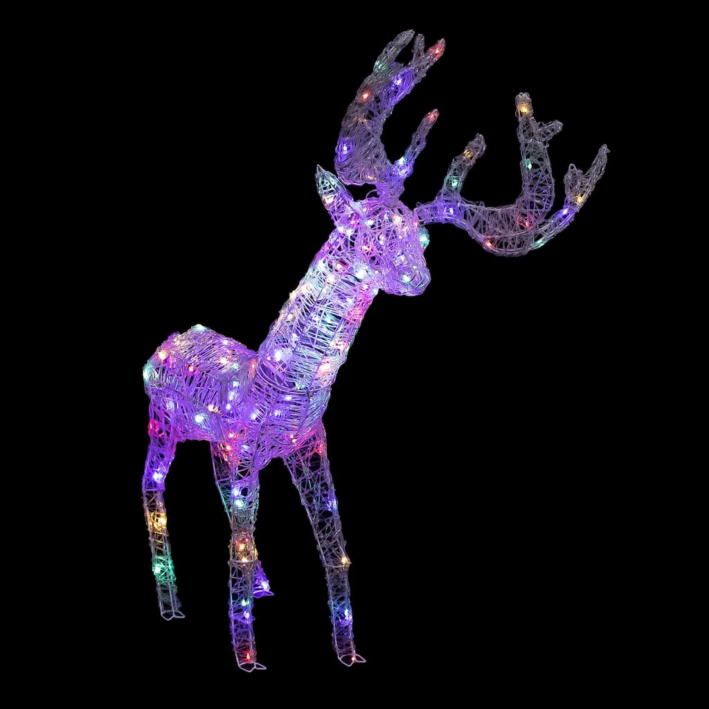 LED Color Changing Grade Acrylic Reindeer Christmas Decor 46.5" - Clear