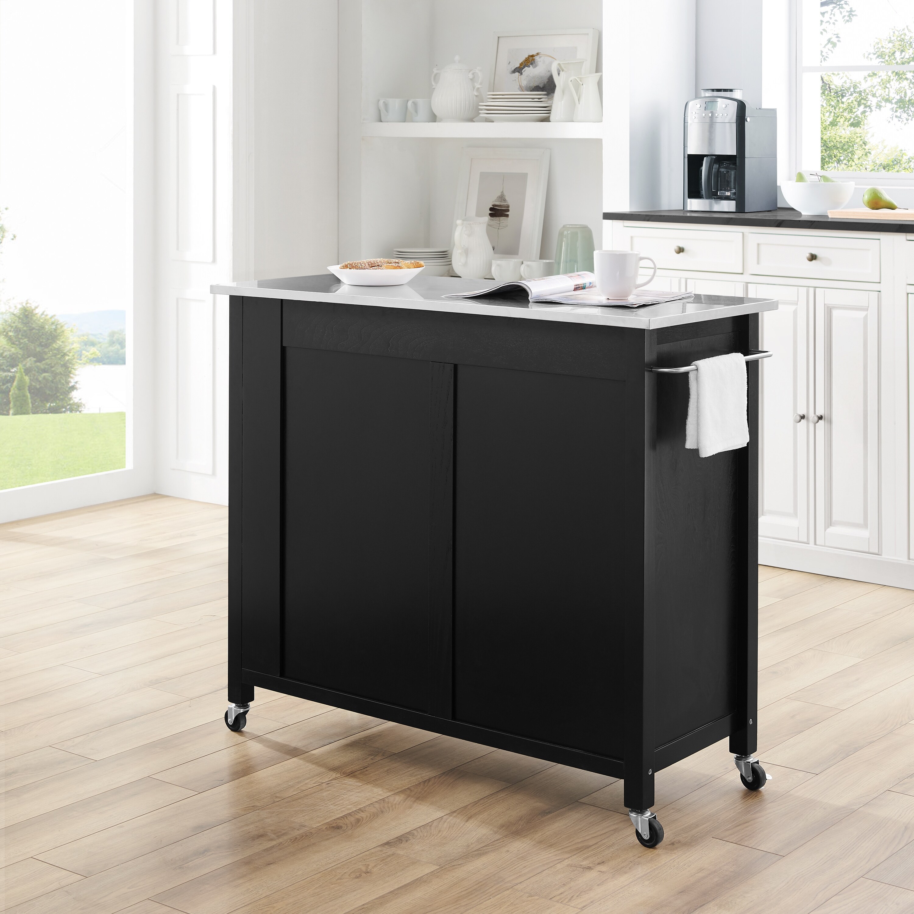 Crosley Savannah Stainless Steel Top Full Size Kitchen Island Cart Gray Stainless Steel Home Kitchen Kitchen Dining Room Furniture G2 Publicidad Com