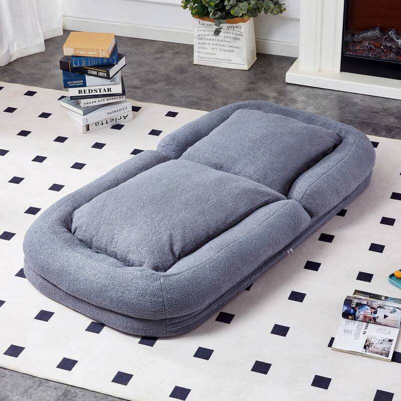 Roomfitters Folding Sofa Chair with 5 Adjustable Positions, Velvet Floor Lounge Chair for Gaming
