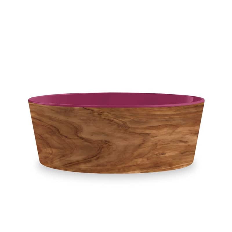 Tarhong Olive Melamine Pet Bowl - Medium - 3 Cups - Brown & Magenta - Set of 2