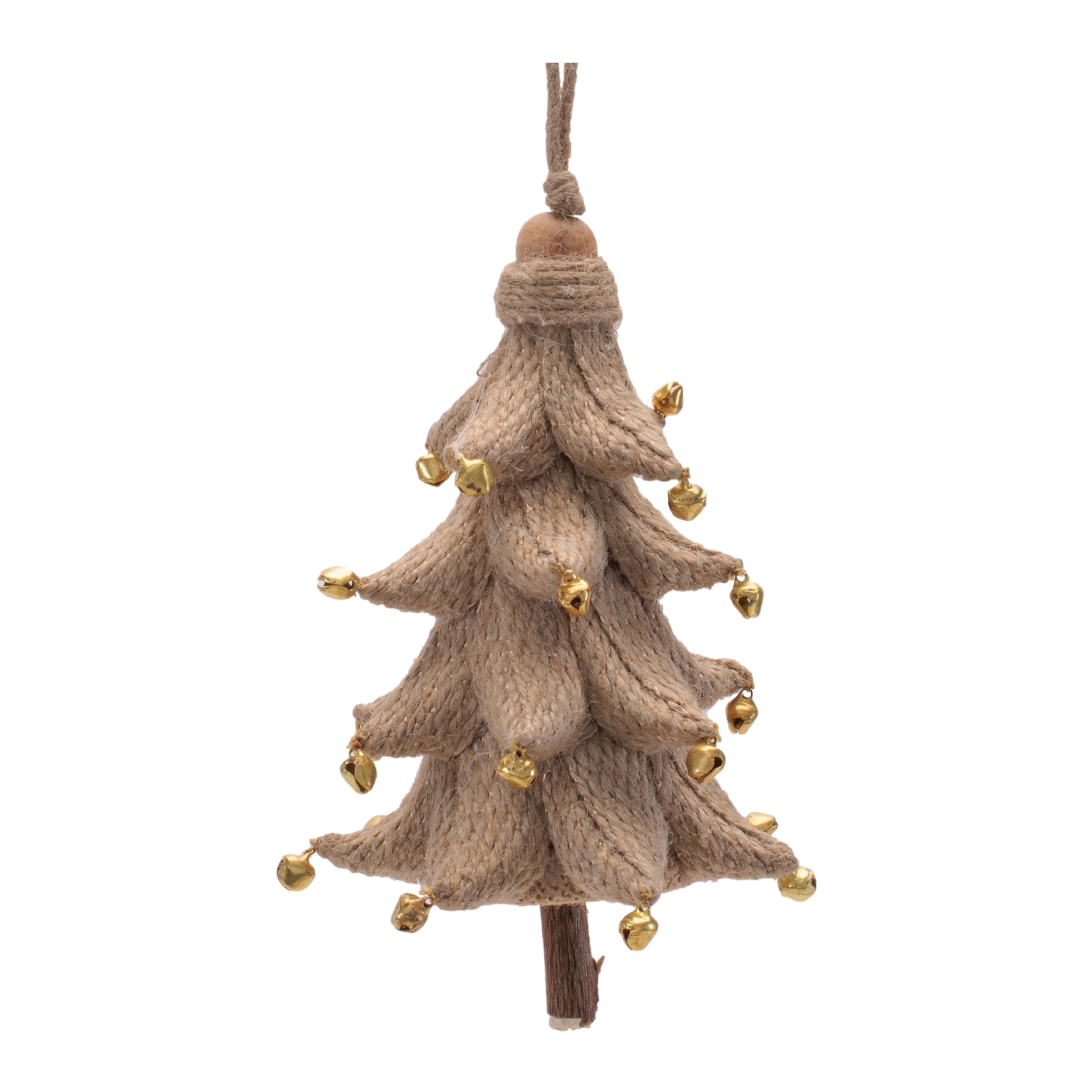Rustic Tree Ornaments (Set of 4) - 5.25" Plastic with Jute Hanger
