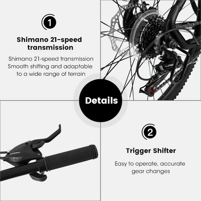 27in Mountain Bike 21 Speeds with Suspension Fork and Aluminum Frame Disc-Brake for Adlut