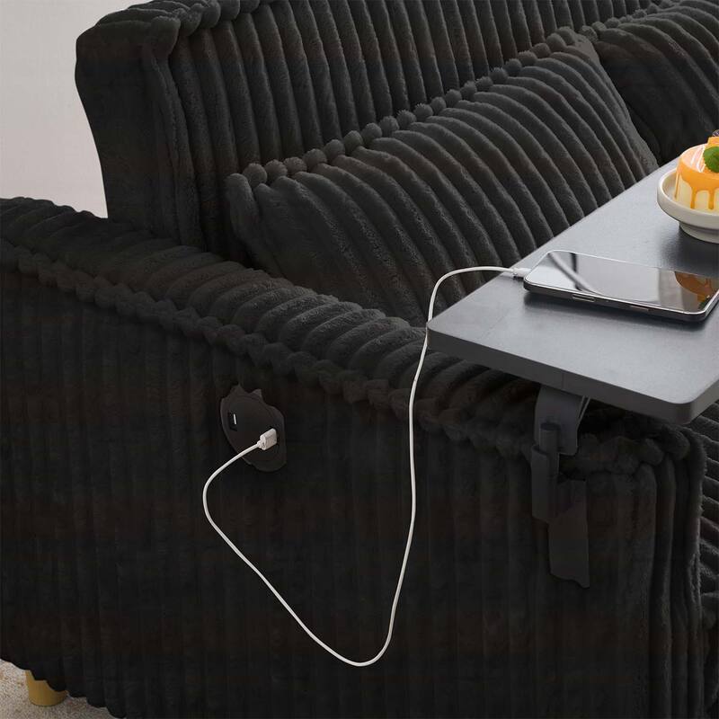 Pull-Out and Push-In Sofa with Movable Tabletop and USB Ports, Ideal for Living Rooms and Bedrooms