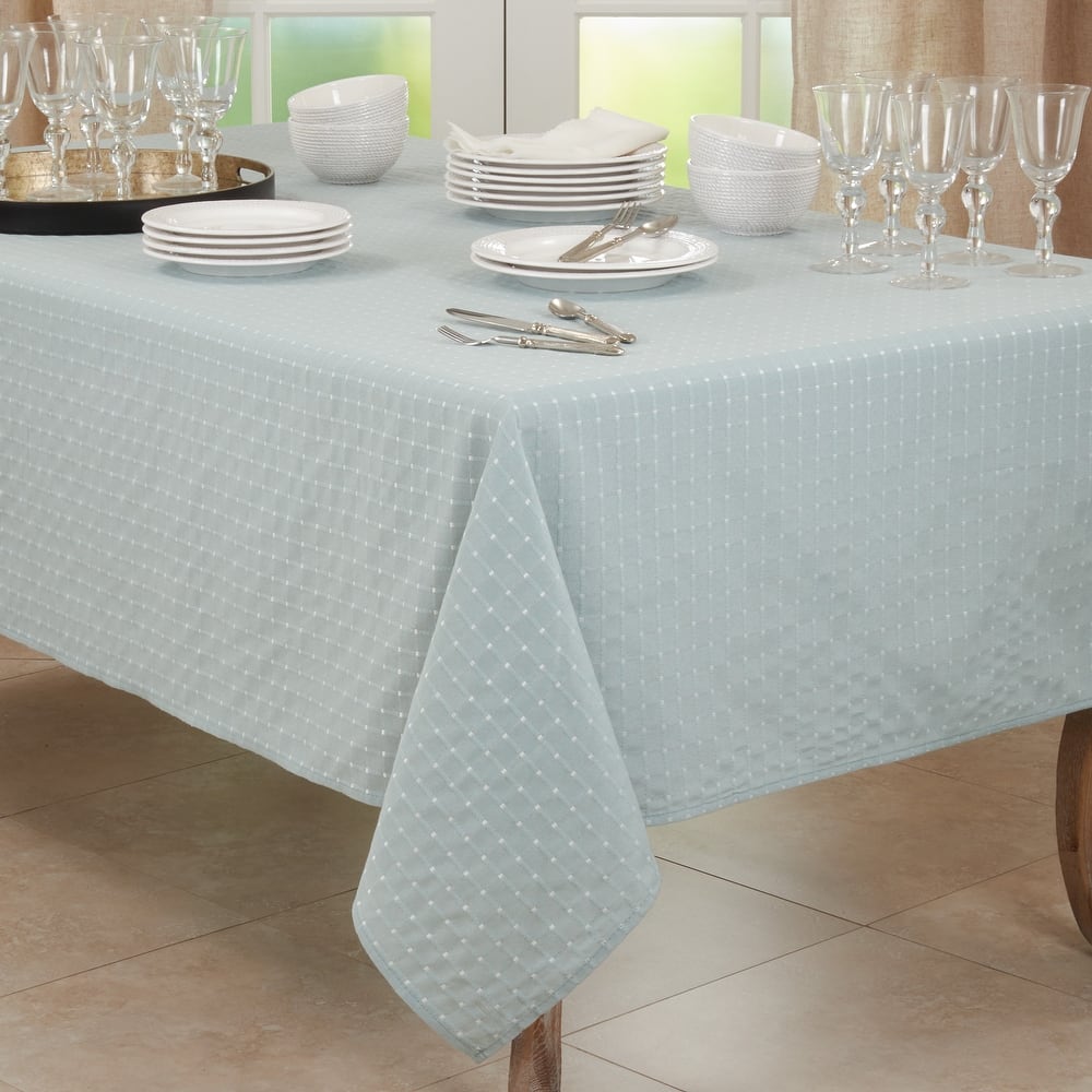 Cotton Blend Tablecloth With Stitched Line Design