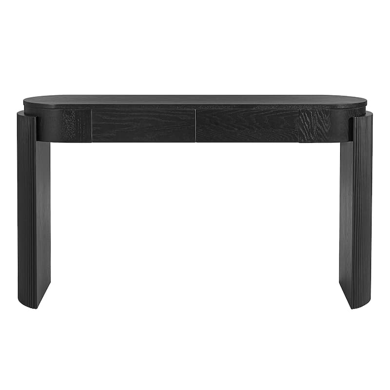 Modern Fluted-Leg Entryway Console Table with Oval Top & Dual Drawers by Harper&Bright Designs
