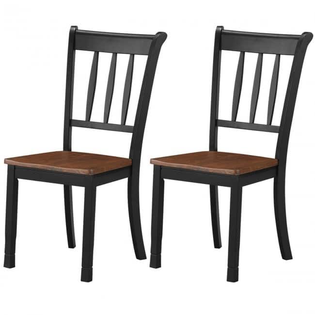 2 Pieces Solid Whitesburg Spindle Back Wood Dining Chairs - 18" x 21" x 38.5"( L x D x H ) - Black