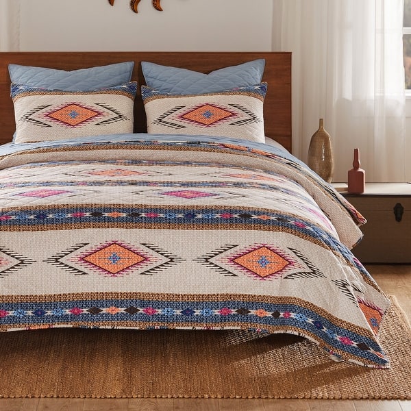 slide 2 of 9, Greenland Home Fashions Cheyenne Spirit Cotton-Rich Boho Quilt Set