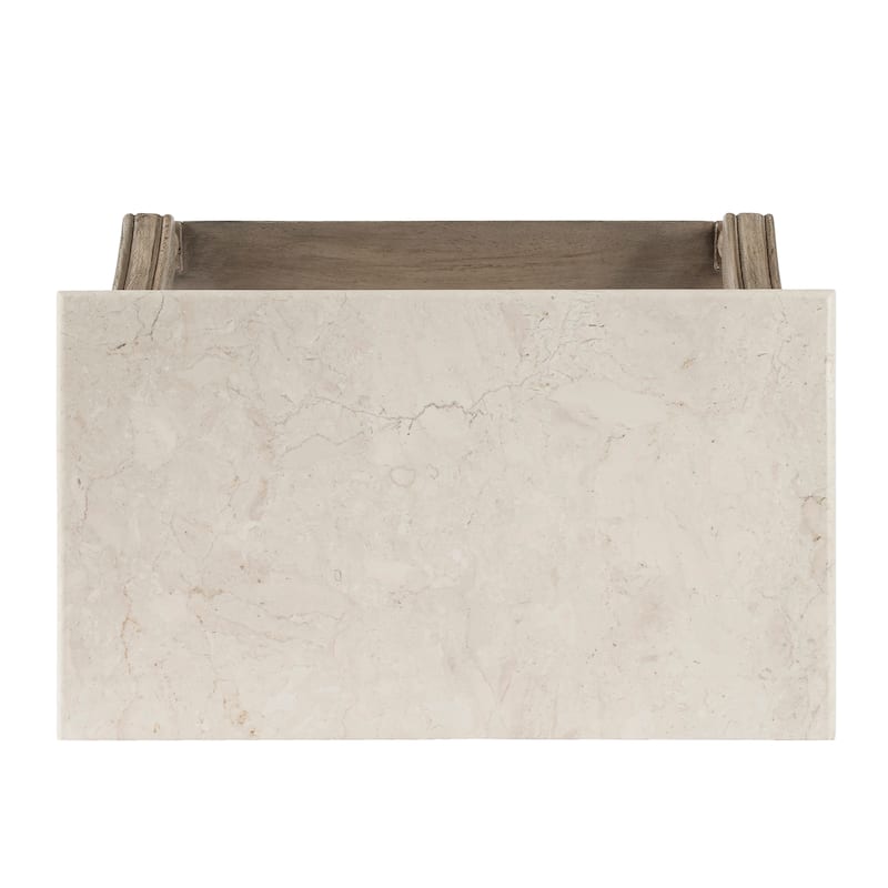 Mabel Genuine Marble and Wood 1-Drawer Nightstand
