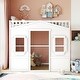 preview thumbnail 2 of 7, White Castle Style Solid Pine Wood Loft Bed with Ladder and Guard Rails