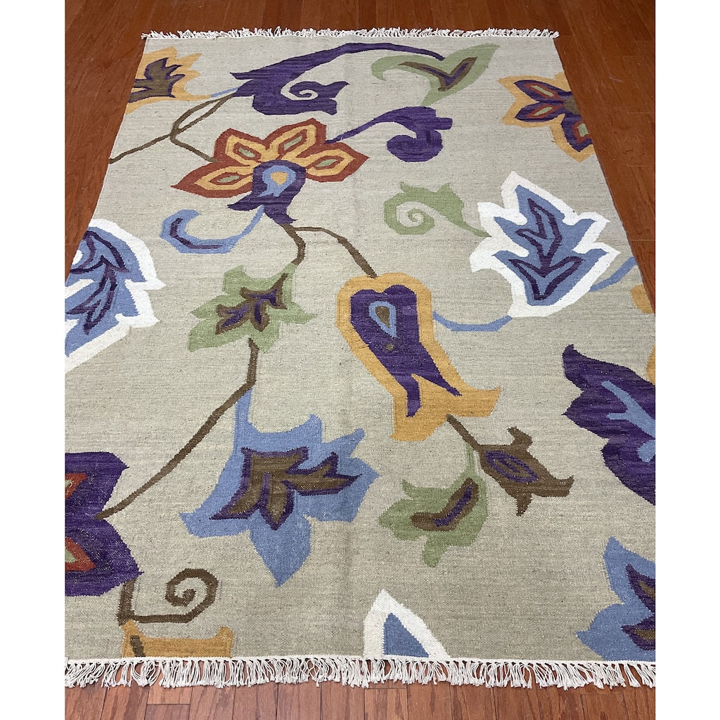 HERAT ORIENTAL Handmade 5'1 x 7'6 Vegetable Dye Wool Kilim - 5'1" x 7'6"