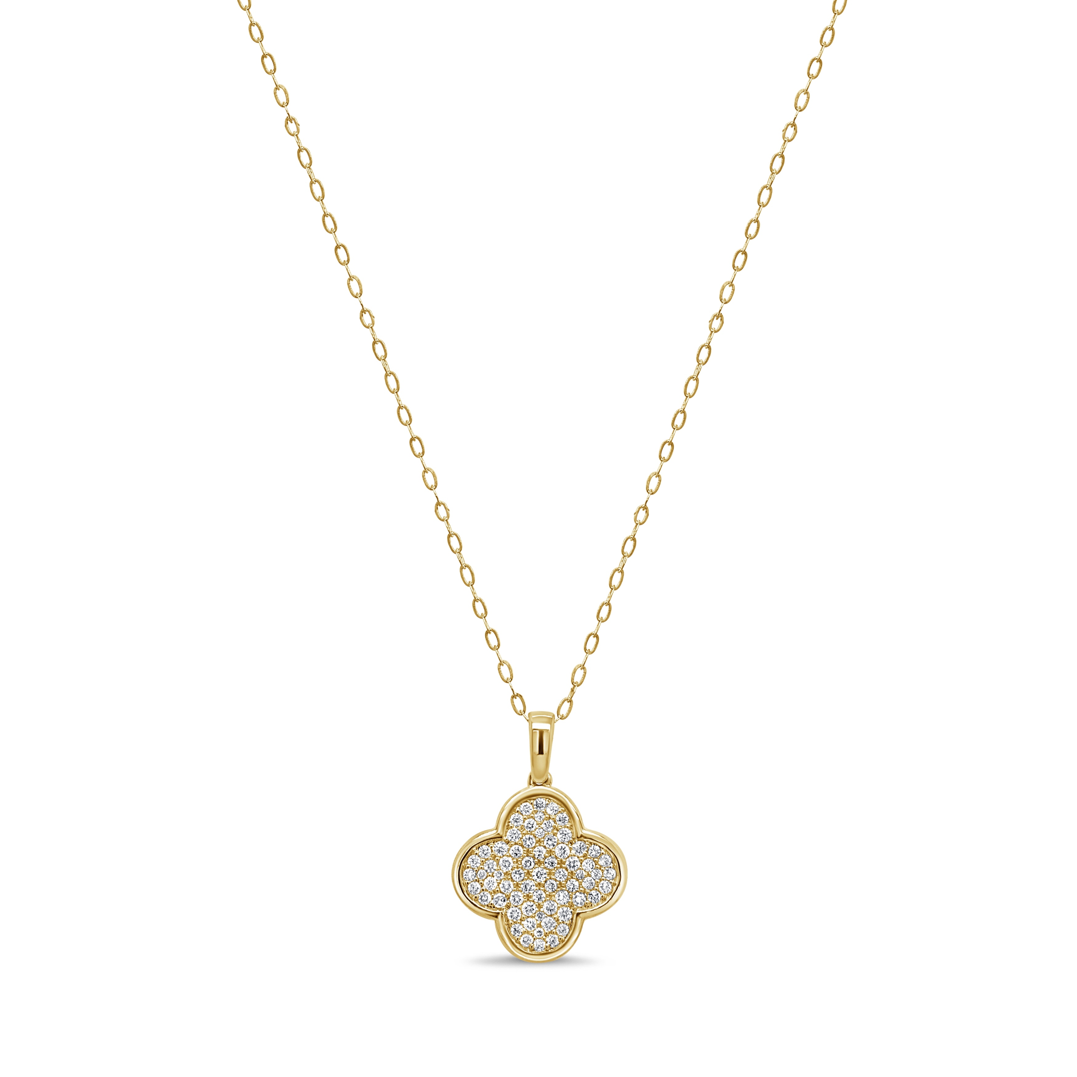 Joelle Collection 14K Gold Diamond Clover Necklace