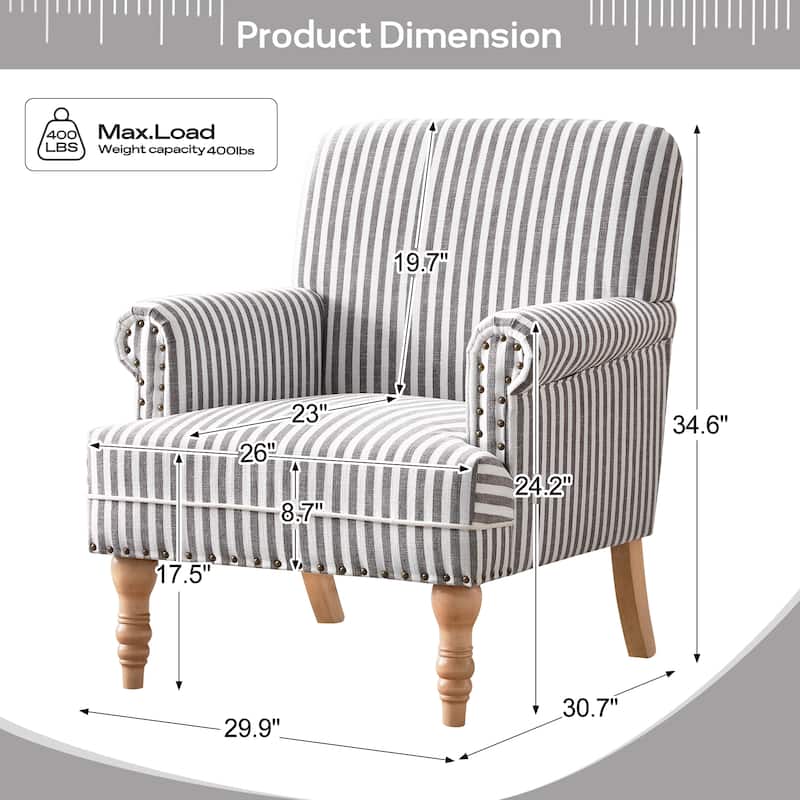 Upholstered Accent Sofa Linen Club Chair with Legs for Living Room