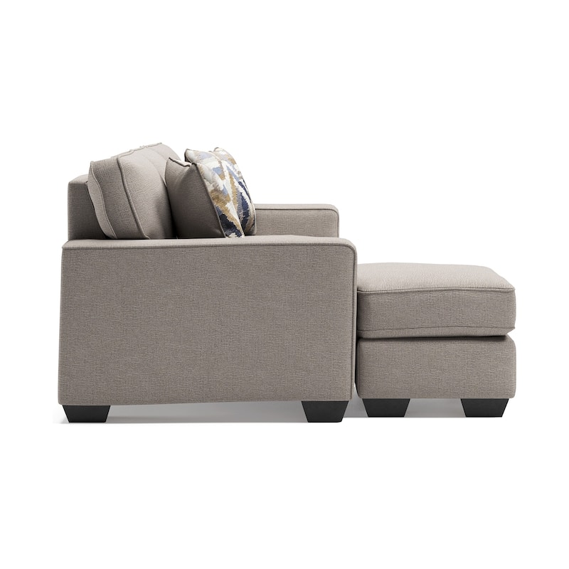 Qien Sofa Chaise with 2 Accent Pillows, Stone Gray Polyester 85 Inch