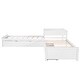 preview thumbnail 50 of 55, Twin Size L-Shaped Upholstered Platform Bed with Trundle and Two Drawers Linked, Solid Pine Wood Bed Frame, Built-in Desk