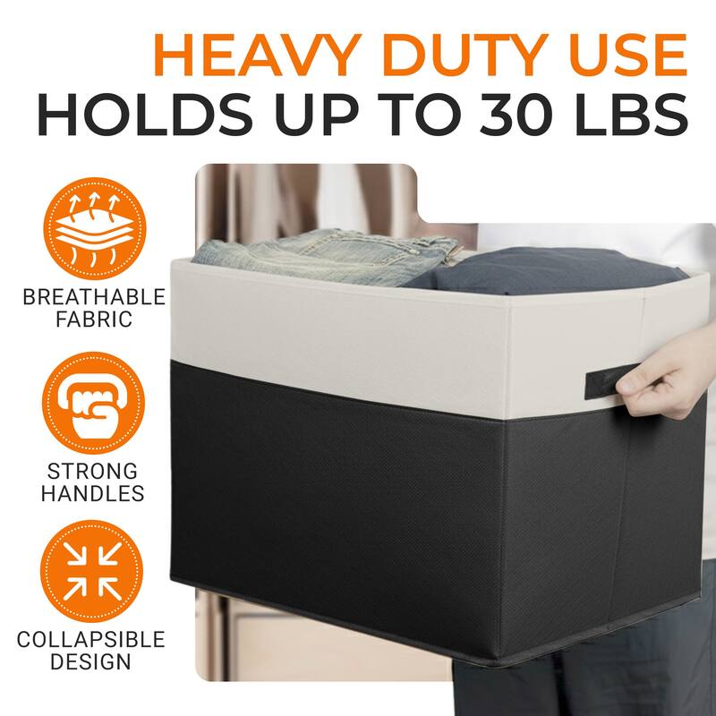 Cheer Collection 4 Pack Large Fabric Storage Baskets with Handles Collapsible Organizer Bins