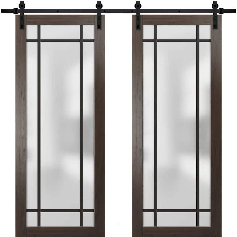 Sturdy Double Barn Door 56 x 80 Planum 2112 Chocolate Ash 13FT - Grey - 72" x 80" ( 2* 36x80)