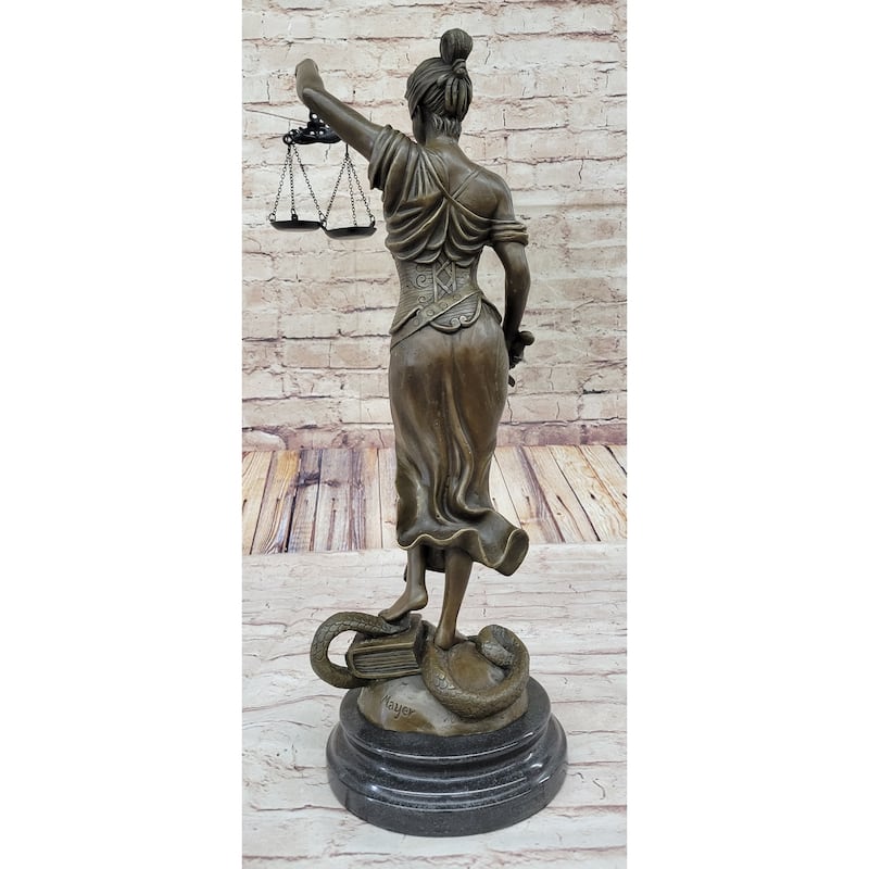Themis Lady Justice Bronze Statue Sculpture Figure Lawyer Attorney Decor 19 Inches X 8 Inches