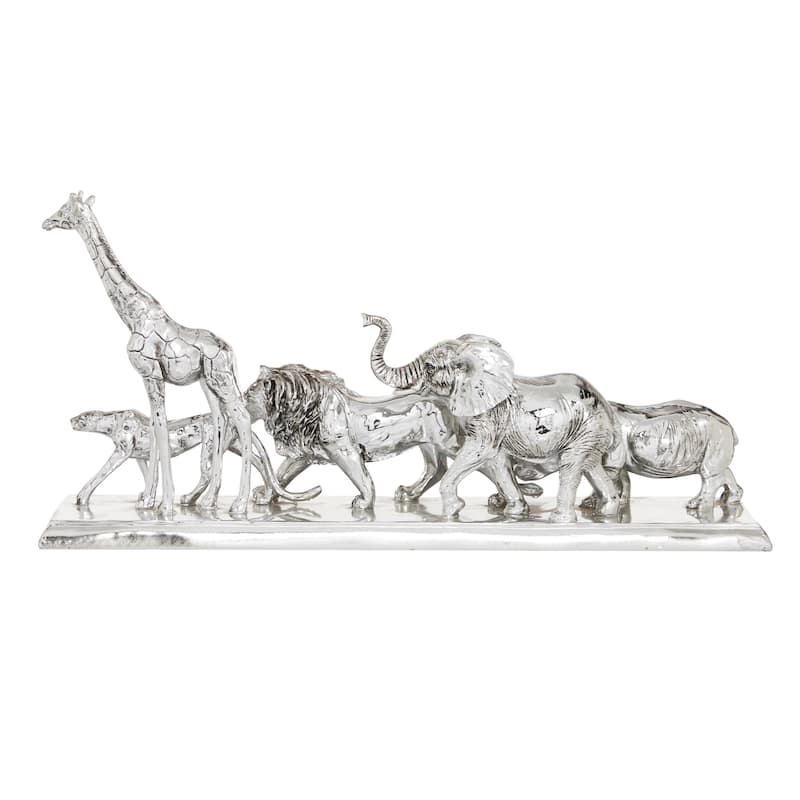 Polystone Safari Animals Sculpture - Silver - Roche River Decor