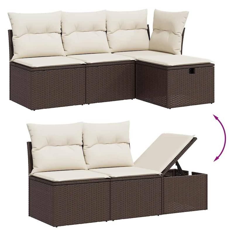 vidaXL Garden Sofa Set Beige/Black/Brown/Grey