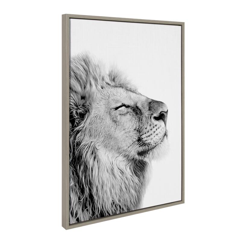 Kate and Laurel Sylvie Self Actualizing Lion Canvas by Amy Peterson - 23x33 - Plastic - Grey