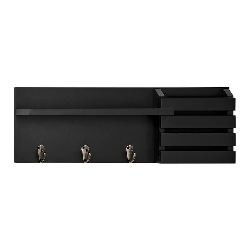 Danya B. Utility Entryway Shelf with Pocket and Hanging Hooks