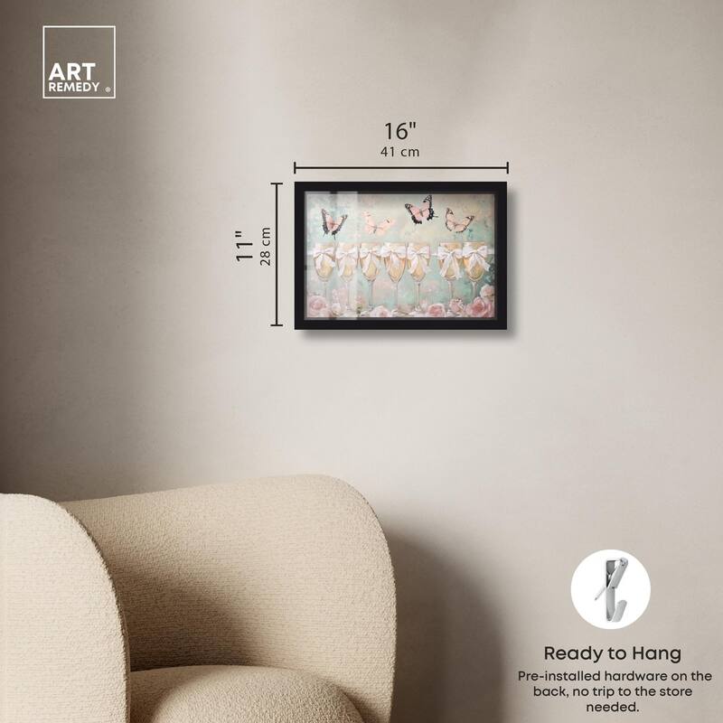 Champagne Mint and Pink Glass Shadowbox by Art Remedy