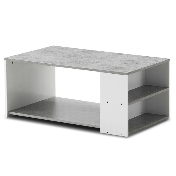 2 Tier Side End Coffee Table Storage Shelves Sofa Living Room