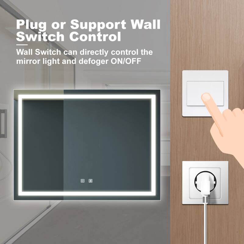 Bathroom LED Cosmetic Mirror with 3 Adjustable Color Temperatures