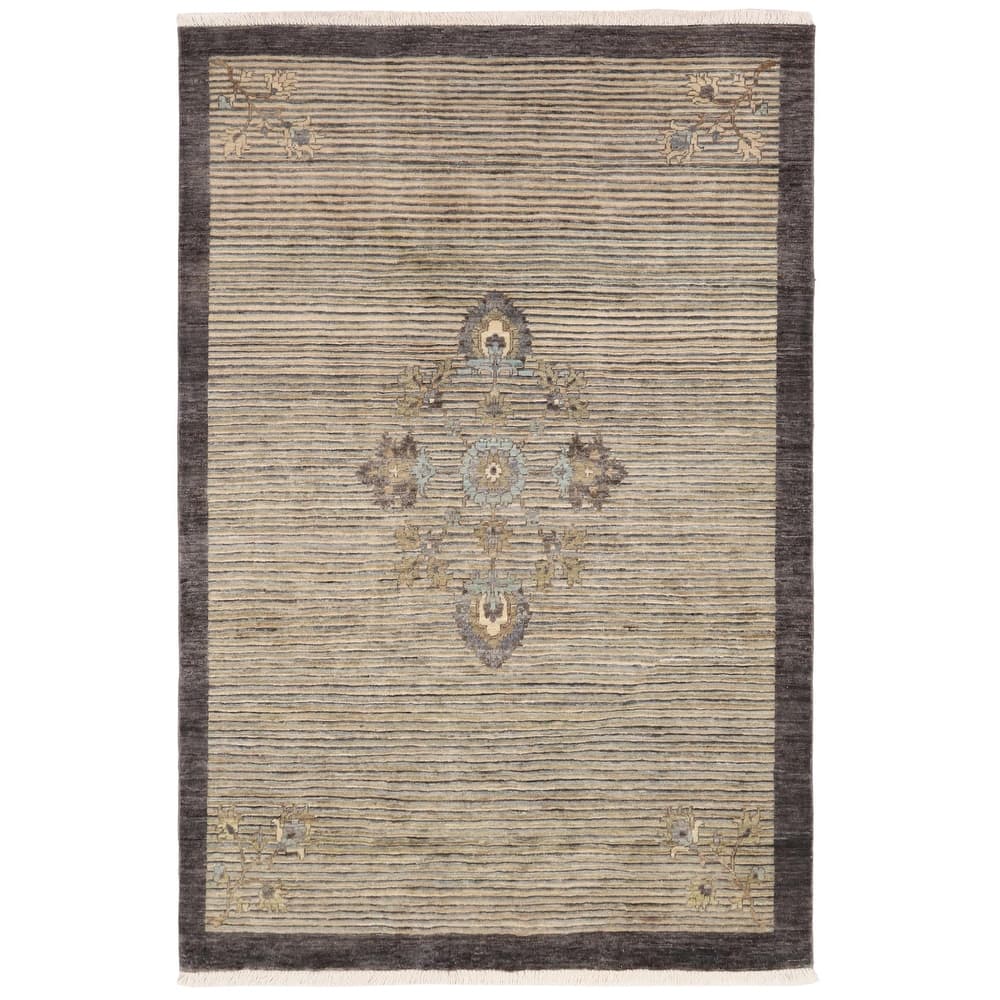 Vintage Inspired Gabbeh Floral Medallion Hand Knotted Area Rug