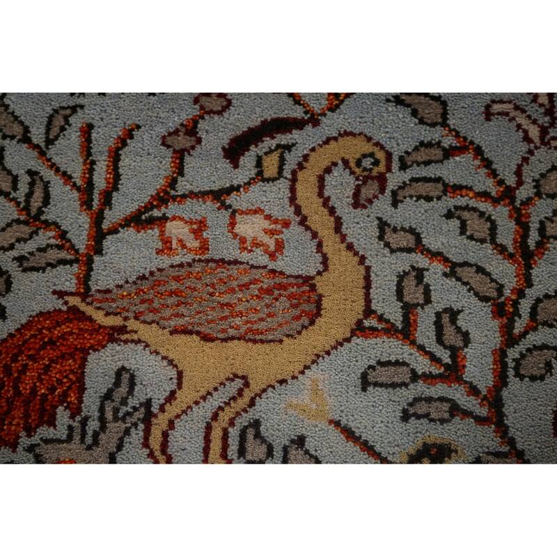 Traditional Blue Ziegler Indian Runner Rug Hand-Knotted Wool Carpet - 2'7"x 8'0"