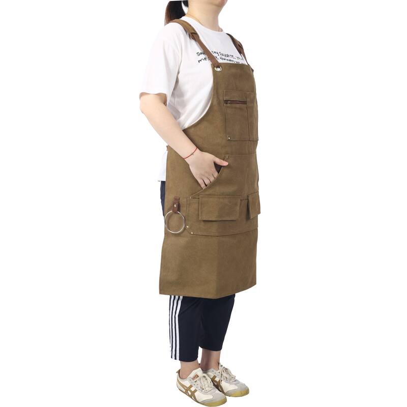 Anmytek Heavy Duty Canvas Work Apron with Pockets for Woodworking Gardening BBQ Men Women