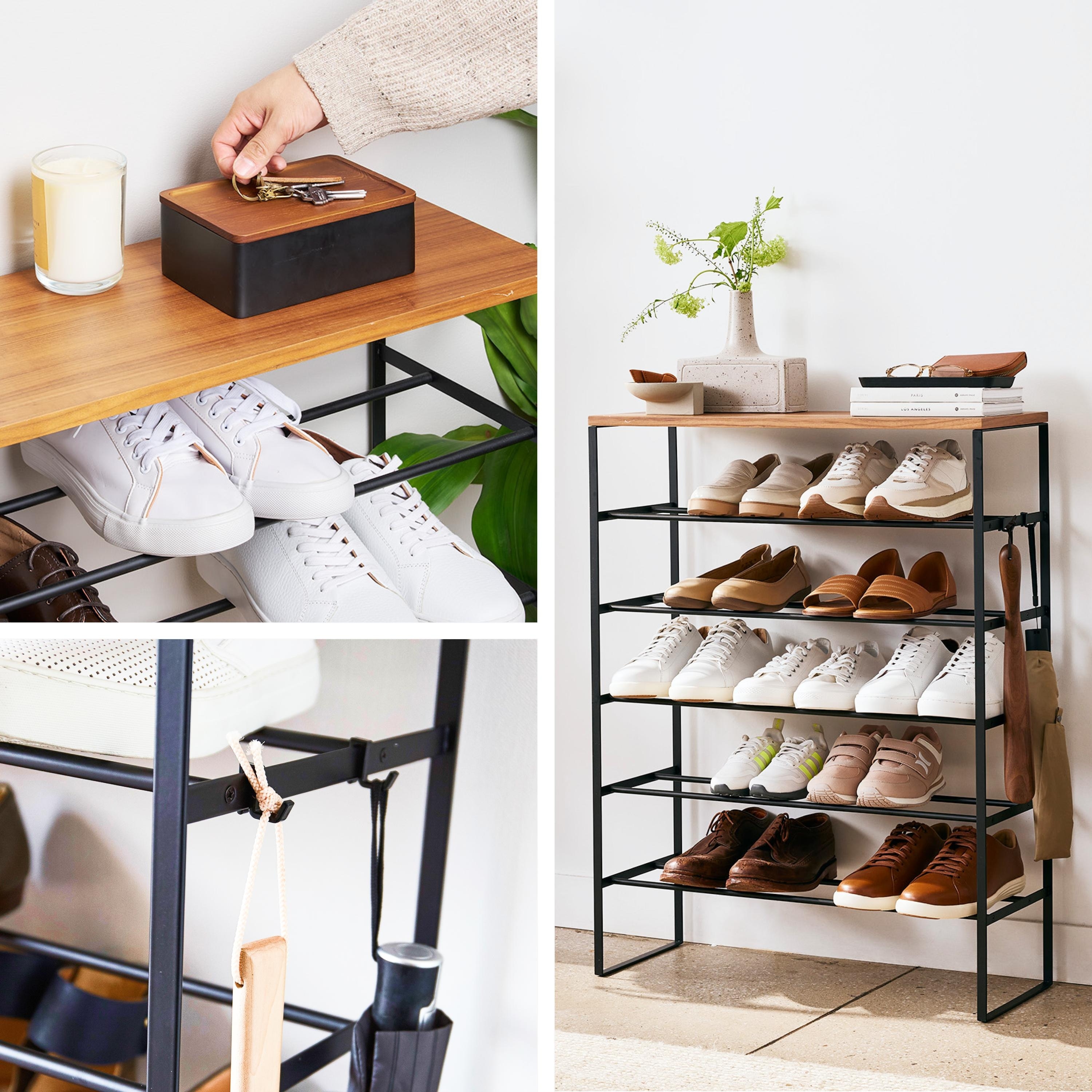 Yamazaki Home Six-Tier Shoe Rack, Steel, Holds 18 to 21 shoes