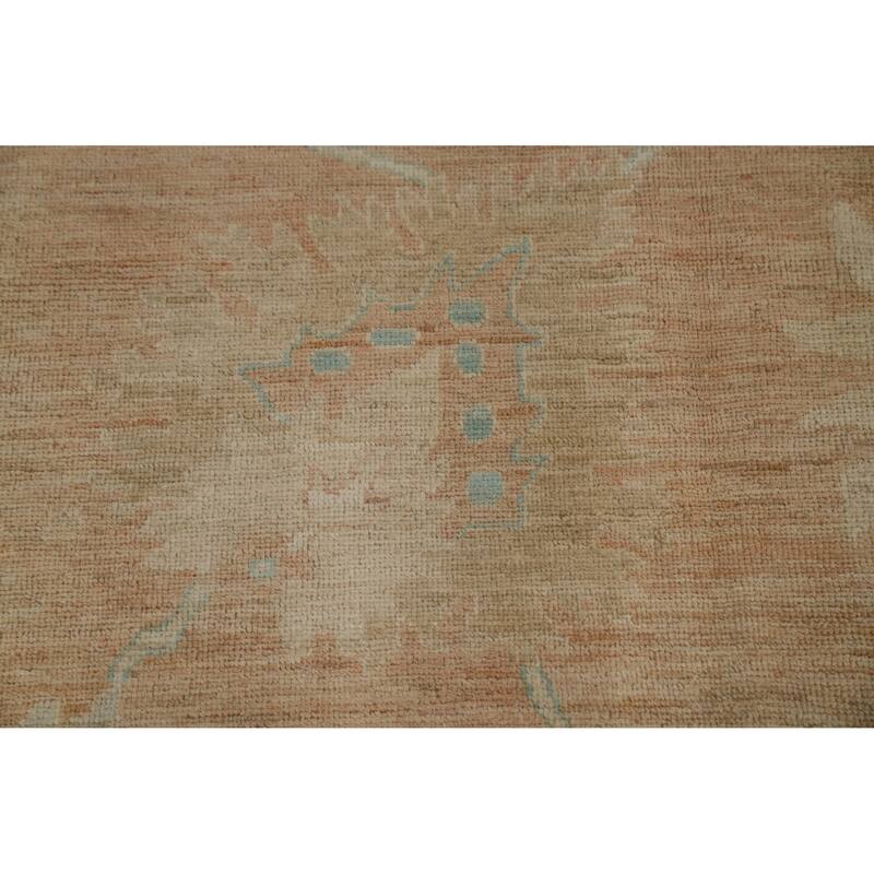 Hand Knotted Transitional Wool Orange Floral Area Rug - 15' 0'' X 12' 3''