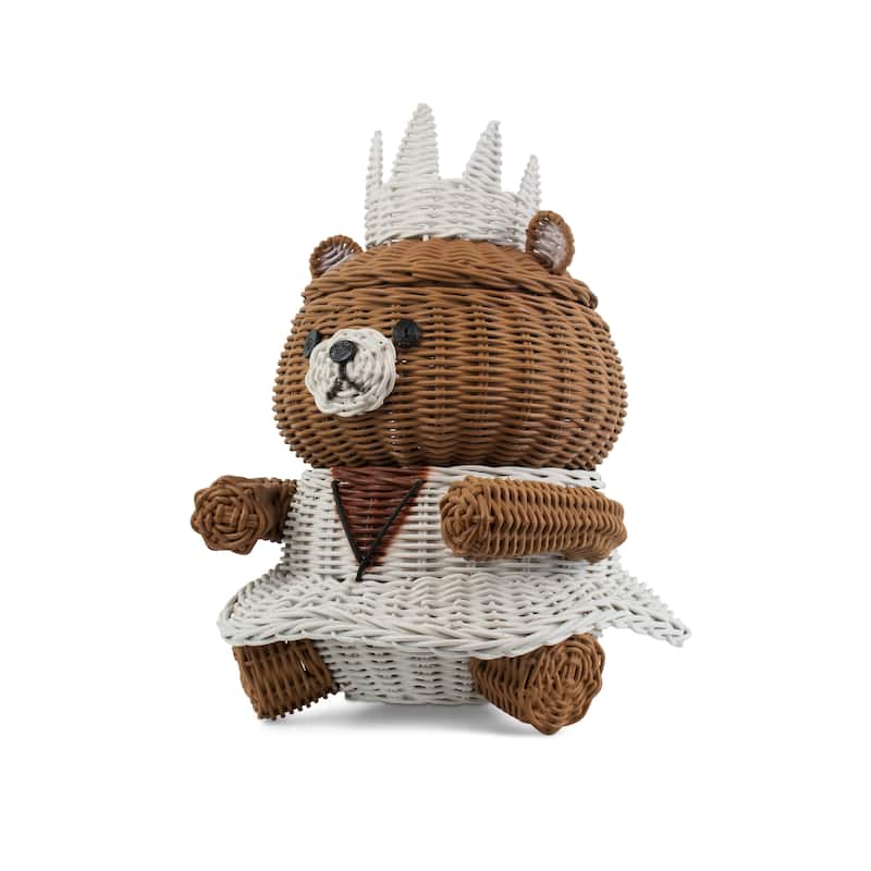 Hand Woven Princess Bear Rattan Storage Basket Home Decor Organizer Cute Handmade Handcrafted Gift Decoration Artwork Wicker