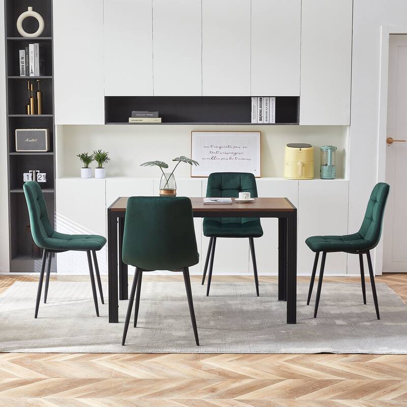 Mid Century Modern Blue Velvet Dining Chairs Set Of 2 For Kitchen, Living Room