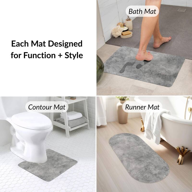 Decorative 3-Piece Bath Mat Set Includes Standard, Runner, and Contour