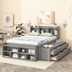 preview thumbnail 5 of 3, Full Bed with Bookcase Headboard, Under bed Storage Drawers and Bed End Storage Case