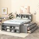 preview thumbnail 2 of 28, Full Size Wood Platform Bed with Bookcase Headboard and 6 Drawers