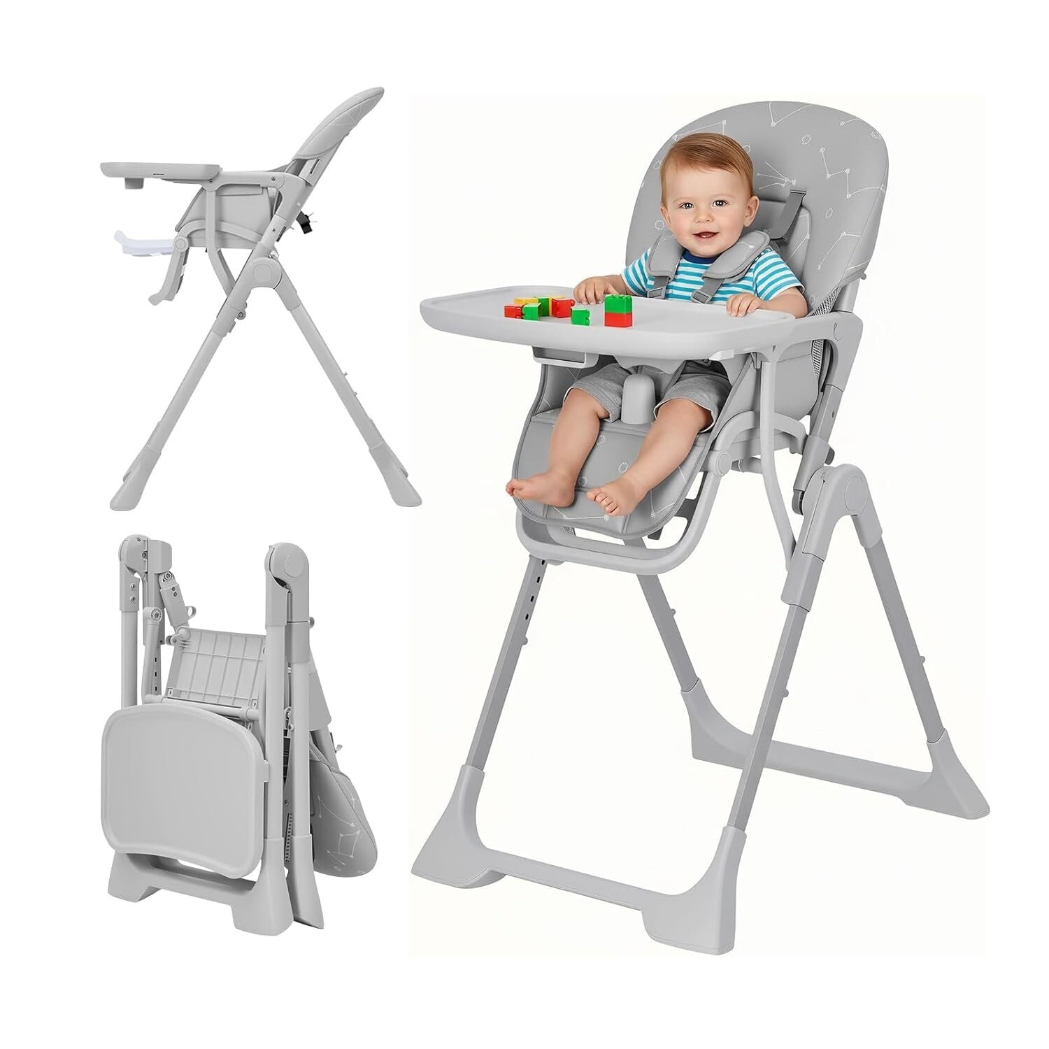 Adjustable Height Foldable Feeding Chairs for Babies and Toddlers