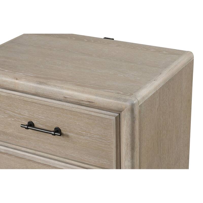 Transitional Nightstand - Oak Finish with Angled Feet & Dovetail Drawers