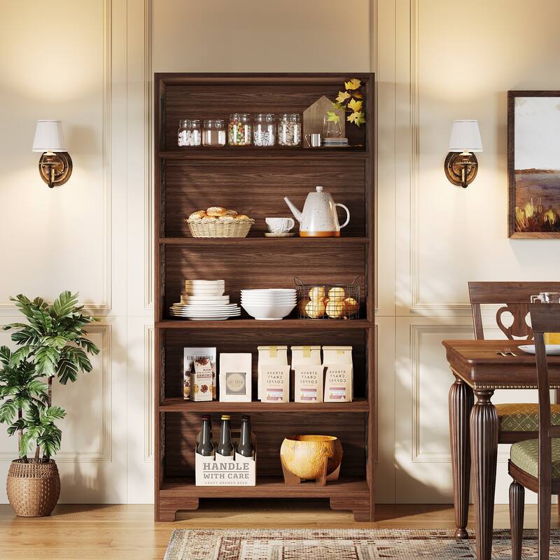 6-Tier Bookshelf Mid-Century Display Storage Shelf for Living Room